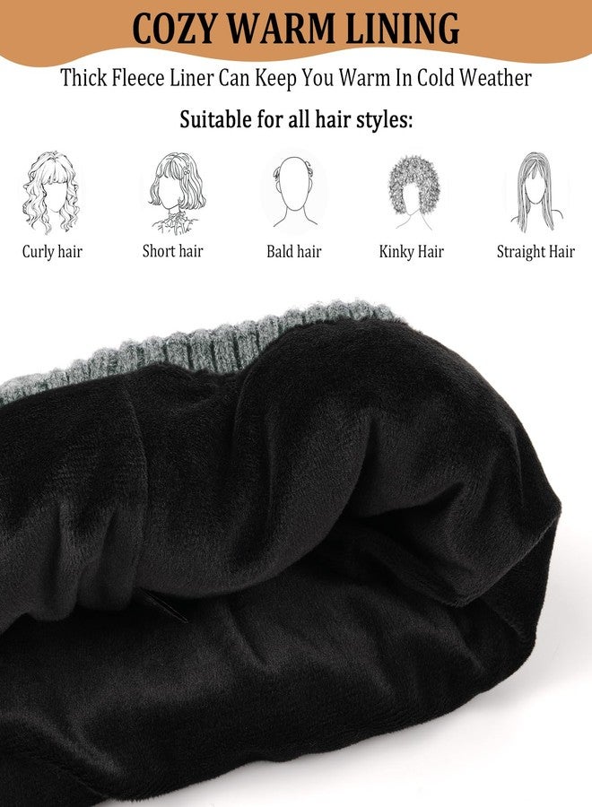 Wmcaps قبعة شتوية دافئة مبطنة بالفرو من Wmcaps، قبعة عصرية محبوكة بتصميم كابل ملتوي، قبعات شتوية حرارية للجنسين (أسود) - Image 3